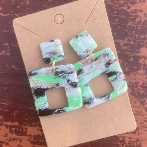 Marbled polymer clay earrings